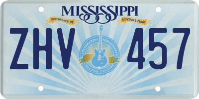 MS license plate ZHV457