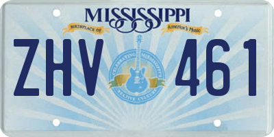 MS license plate ZHV461