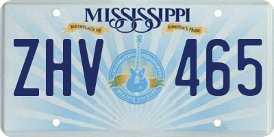 MS license plate ZHV465