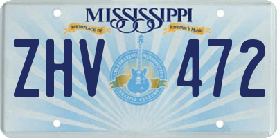 MS license plate ZHV472