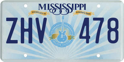 MS license plate ZHV478