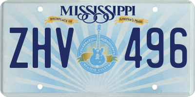 MS license plate ZHV496