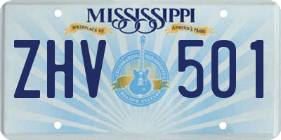 MS license plate ZHV501