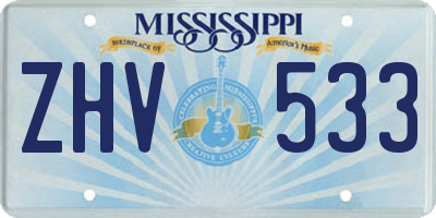MS license plate ZHV533