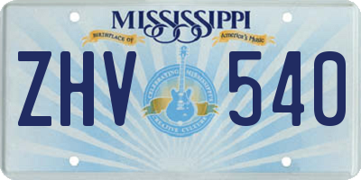 MS license plate ZHV540