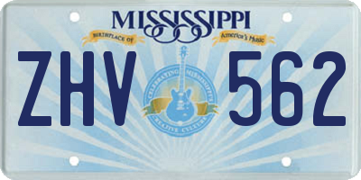 MS license plate ZHV562