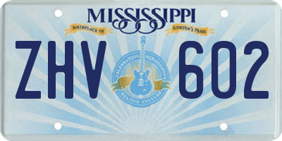 MS license plate ZHV602