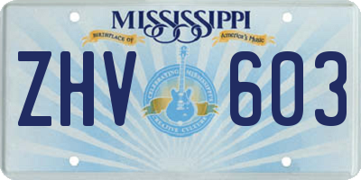 MS license plate ZHV603