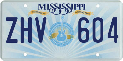 MS license plate ZHV604