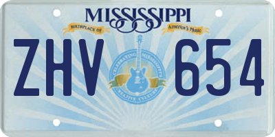 MS license plate ZHV654