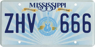 MS license plate ZHV666
