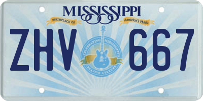 MS license plate ZHV667