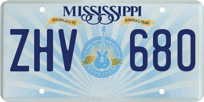 MS license plate ZHV680