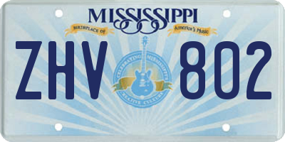MS license plate ZHV802