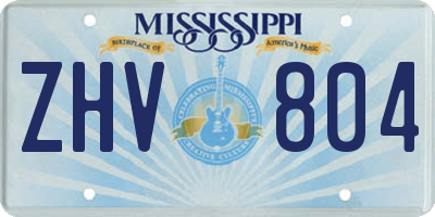 MS license plate ZHV804