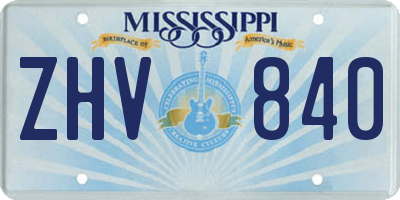 MS license plate ZHV840