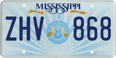 MS license plate ZHV868