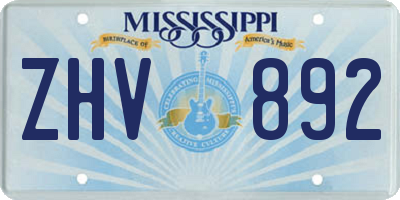 MS license plate ZHV892