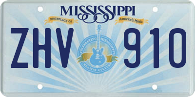 MS license plate ZHV910