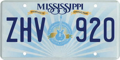 MS license plate ZHV920
