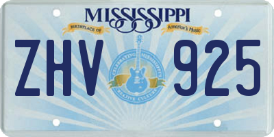 MS license plate ZHV925