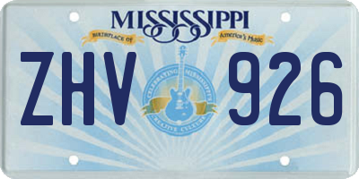 MS license plate ZHV926