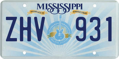 MS license plate ZHV931