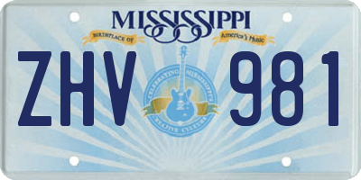 MS license plate ZHV981