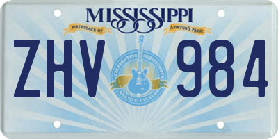 MS license plate ZHV984