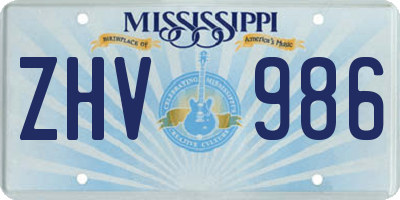 MS license plate ZHV986