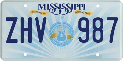 MS license plate ZHV987