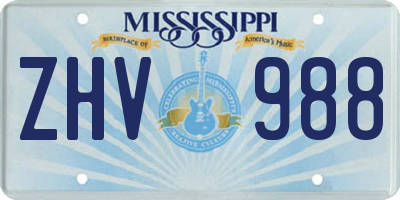 MS license plate ZHV988
