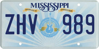 MS license plate ZHV989
