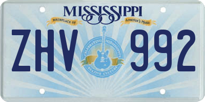 MS license plate ZHV992