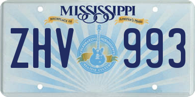 MS license plate ZHV993