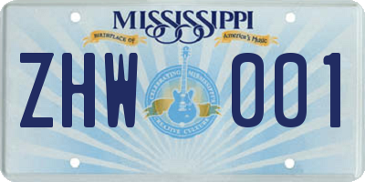 MS license plate ZHW001