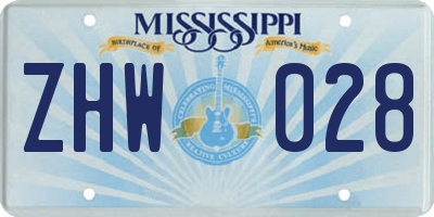 MS license plate ZHW028