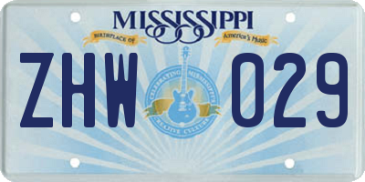 MS license plate ZHW029