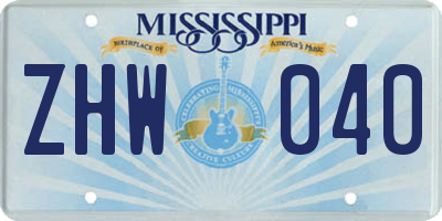 MS license plate ZHW040