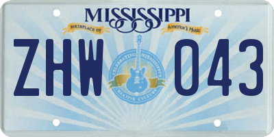 MS license plate ZHW043