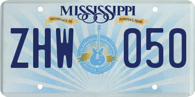MS license plate ZHW050