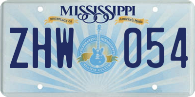MS license plate ZHW054