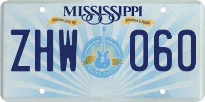 MS license plate ZHW060