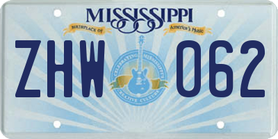 MS license plate ZHW062