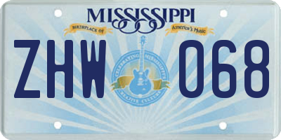 MS license plate ZHW068