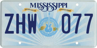 MS license plate ZHW077