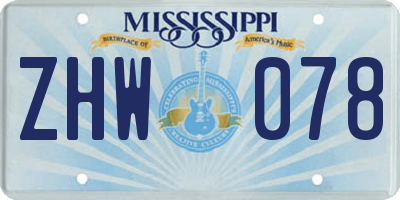 MS license plate ZHW078