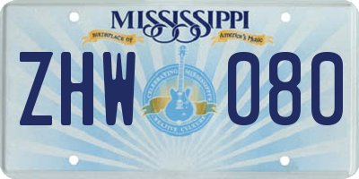 MS license plate ZHW080
