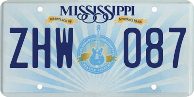 MS license plate ZHW087