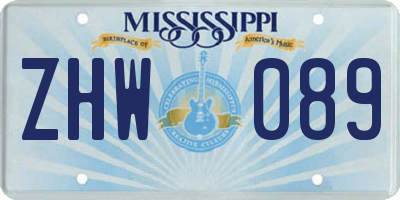 MS license plate ZHW089